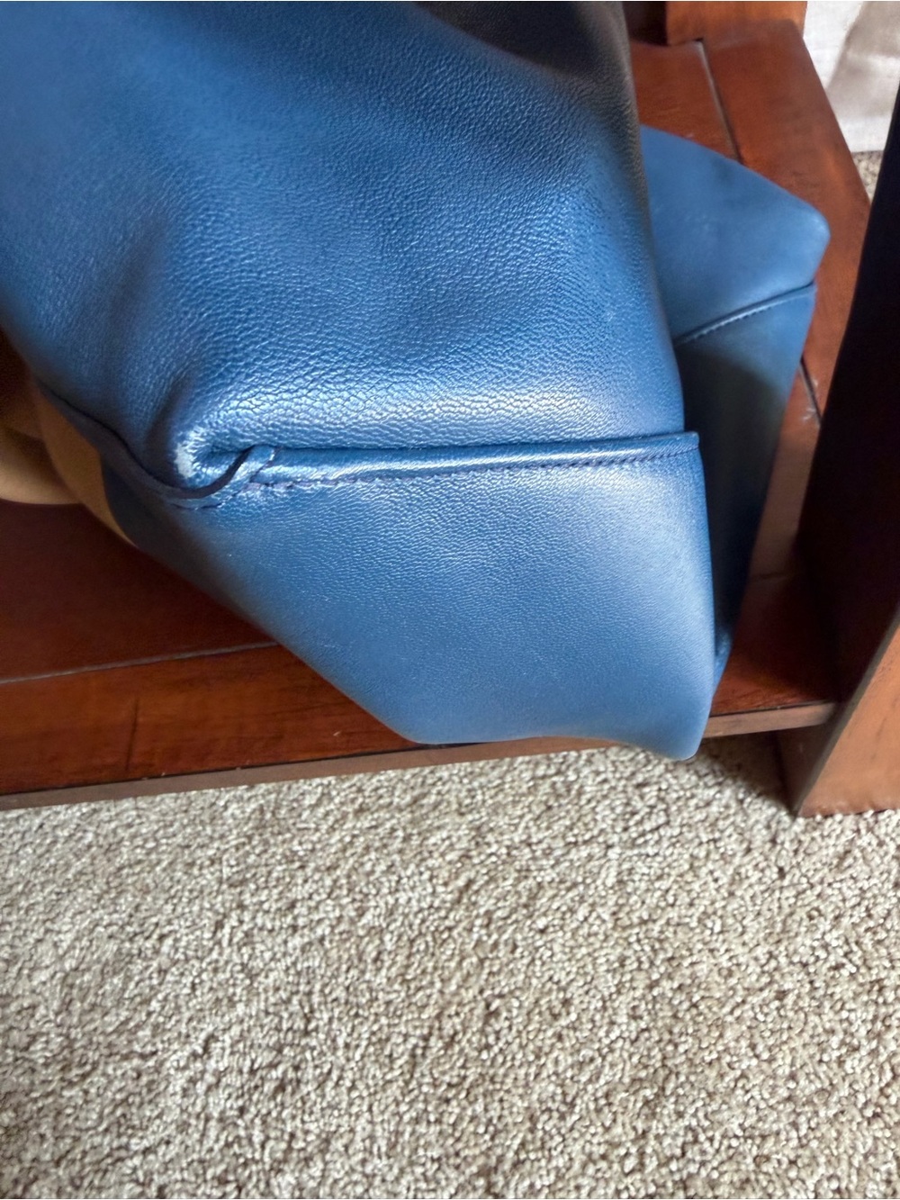 SOLD 🛑 Celine CABA Two-Tone Leather Tote in Tan and Blue - Picture 9 of 14